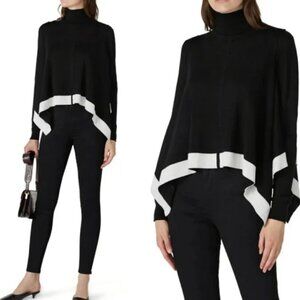 TOME Collective Black Handkerchief Poncho Merino Wool Sweater XS